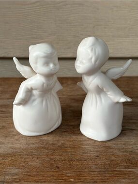 VTG Schmid Brothers white porcelain kissing angel figurines, Japan